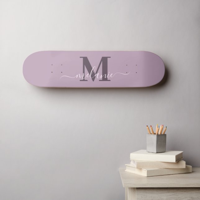Girly Script Custom Name Monogram Skateboard (Wall Art (Horz))