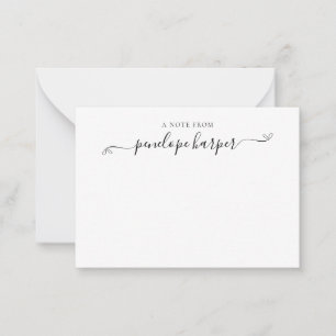 Girly Script Heart A Note From Name Note Card