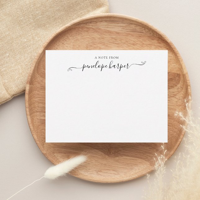 Girly Script Heart A Note From Name Note Card (Creator Uploaded)