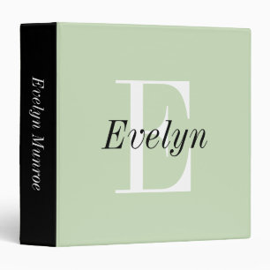 Girly Script Monogrammed Pistachio Green Binder