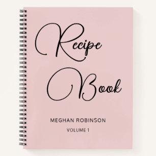 Girly Script Personalized Cookbook Blush Recipe Notebook