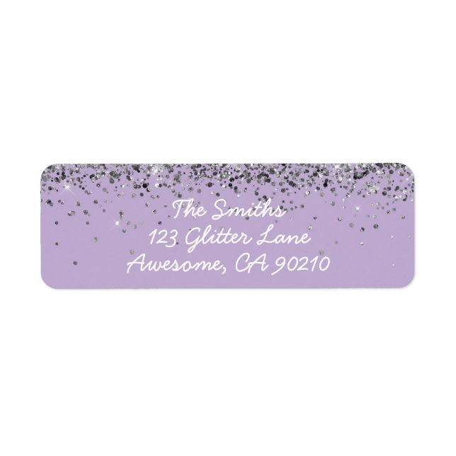 Girly Script Purple Silver Wedding Return Address (Front)