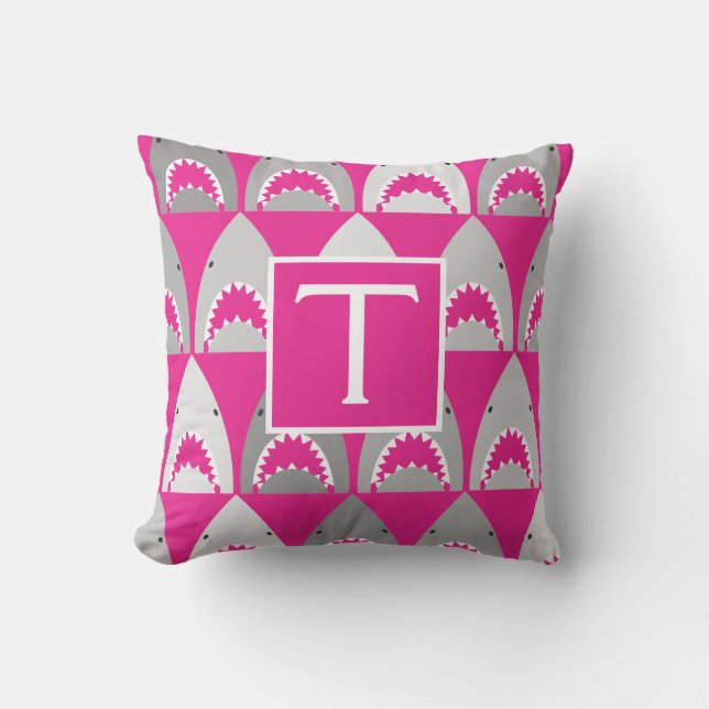 Girly Shark Pattern Throw Pillow (Front)