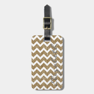 Girly shining Gold Faux glitter effects zigzag Luggage Tag