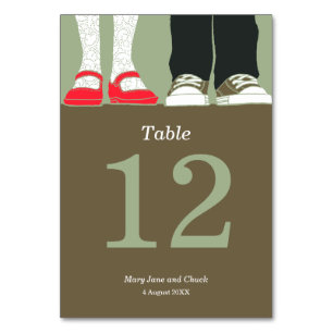 Girly Shoes & Sneakers Illustrated Wedding (Camo) Table Number