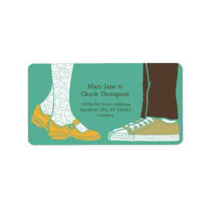Girly Shoes & Sneakers Illustrated Wedding (Mint) Label