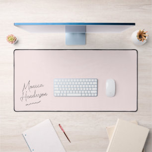 Girly Signature Script Monogram Pink Desk Mat