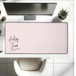 Girly Signature Script Monogram Pink Desk Mat<br><div class="desc">Experience simplicity and elegance on your workspace with our personalized desk mat. Designed with a minimalist aesthetic in mind, this mat is the epitome of understated luxury. At its heart lies the centerpiece – your name, exquisitely penned in a script signature style, adding a touch of personal sophistication to your...</div>