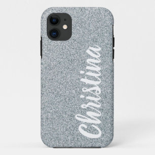 Girly Silver Glitter Name Personalized Case-Mate iPhone 11 Case