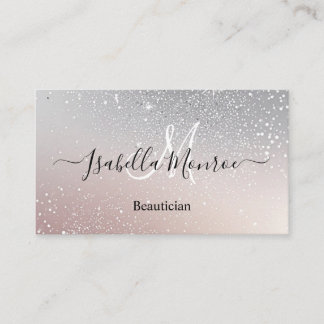 Girly Silver Glitter Skin Nail Expert Beautician  Business Card