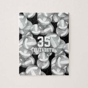 Girly silver grey white volleyballs pattern jigsaw puzzle