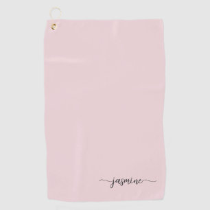 Girly Simple Blush Pink Monogram Name Script Golf Golf Towel