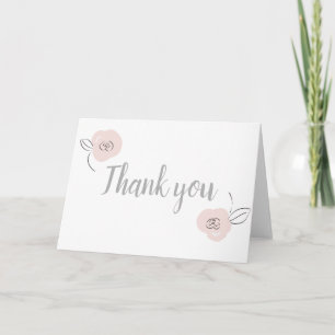 Girly Simple Flowers Grey And Light Pink Card