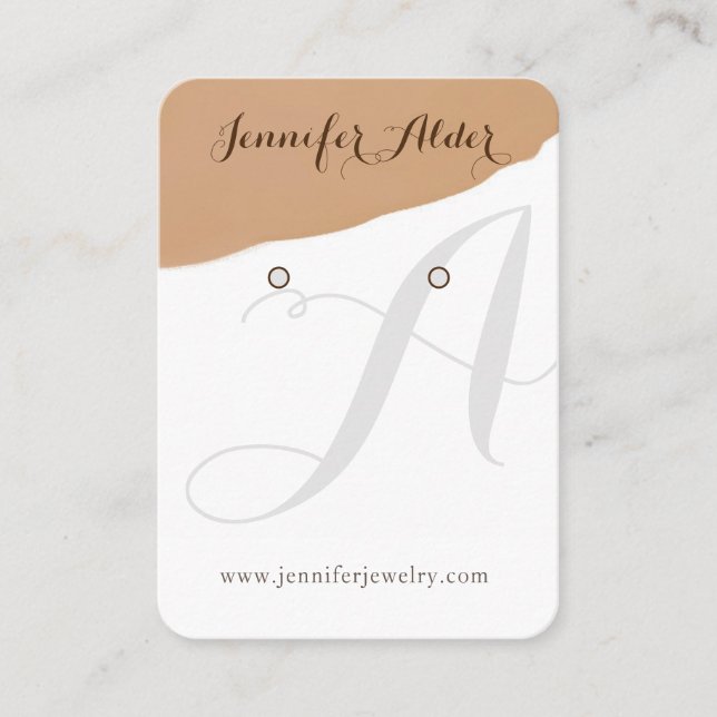 Girly simple handmade jewellery earring display  business card (Front)