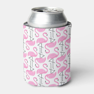 Girly Simple Modern Pink Flamingo Pattern Can Cooler