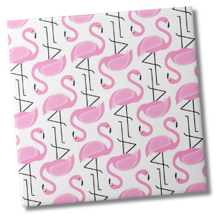 Girly Simple Modern Pink Flamingo Pattern Tile