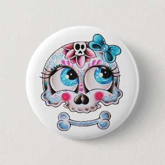 Girly skull 2 inch round button