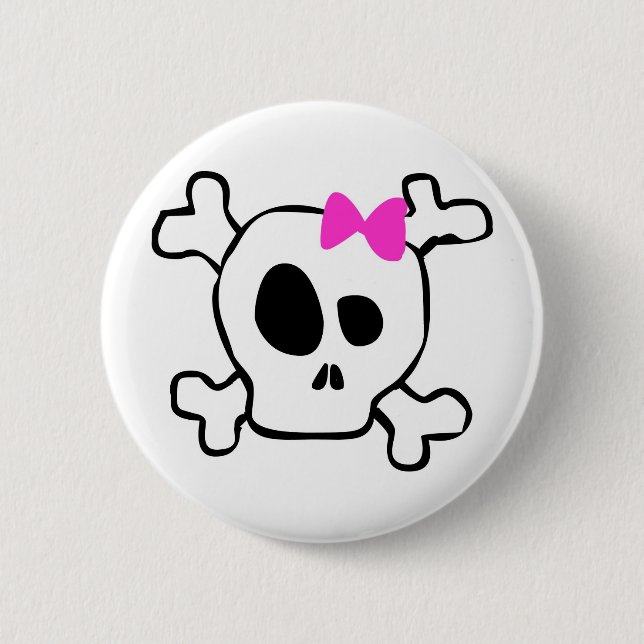 Girly skull 2 inch round button (Front)