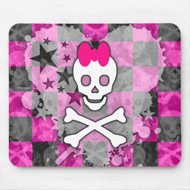 Girly Skull & Crossbones Mouse Pad (Front)