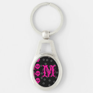 Girly Skull EMO Punk Rock Rocker Girl Key Chain