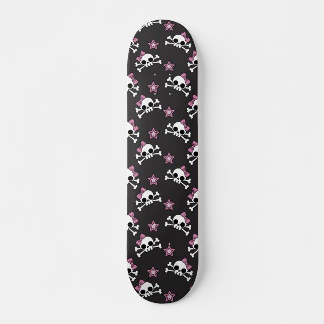 Girly Skulls and Stars Skateboard (Front)