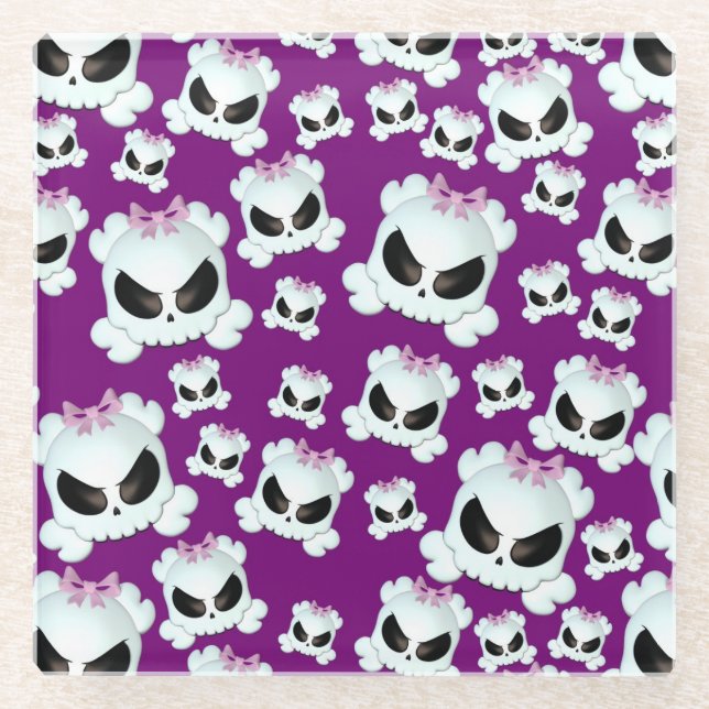 Girly Skullz Glass Coaster (Front)