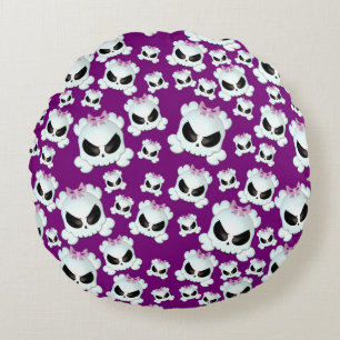 Girly Skullz Round Pillow