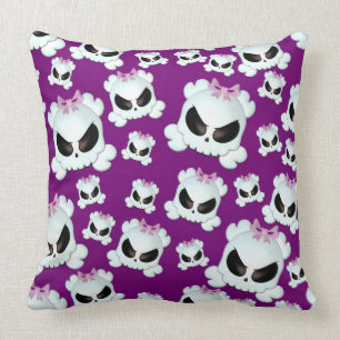 Girly Skullz Throw Pillow
