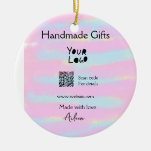 Girly small business handmade gifts made love QR Ceramic Ornament