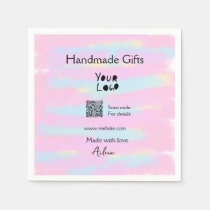 Girly small business handmade gifts made love QR Napkin