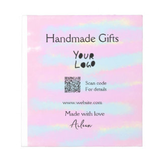Girly small business handmade gifts made love QR Notepad