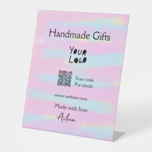 Girly small business handmade gifts made love QR Pedestal Sign