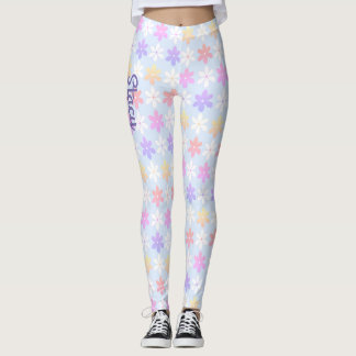 GIRLY SMALL FLOWERS PALE PINK YELLOW LILAC COLOR  LEGGINGS