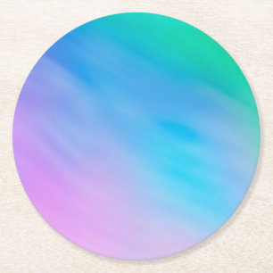 Girly Soft Rainbow Coloured Sky Round Paper Coaster