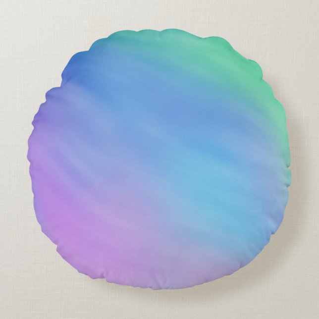 Girly Soft Rainbow Coloured Sky Round Pillow (Front)