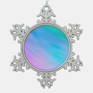 Girly Soft Rainbow Sky Snowflake Pewter Christmas Ornament