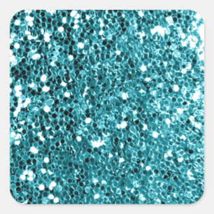 Girly Solid Aqua Glitter Look Square Sticker