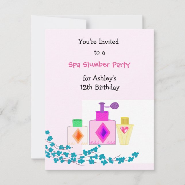 Girly Spa Slumber Party Invitation (Front)