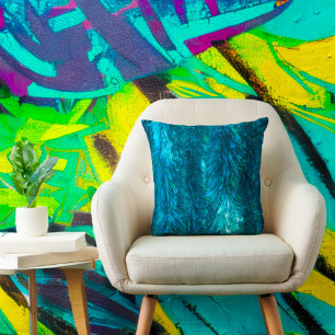 Girly Sparkle Glitter Teal Turquoise Bling Glam Throw Pillow