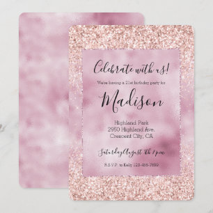 Girly Sparkle Pink Glitter Invitation