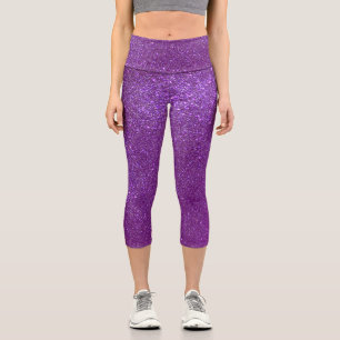 Girly Sparkly Royal Purple Glitter Capri Leggings