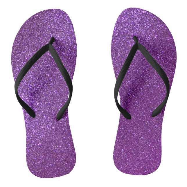 Girly Sparkly Royal Purple Glitter Flip Flops (Footbed)