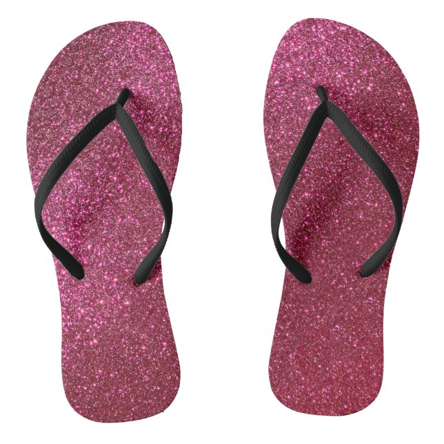 Girly Sparkly Wine Burgundy Red Glitter Flip Flops (Footbed)