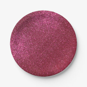 Girly Sparkly Wine Burgundy Red Glitter Paper Plate