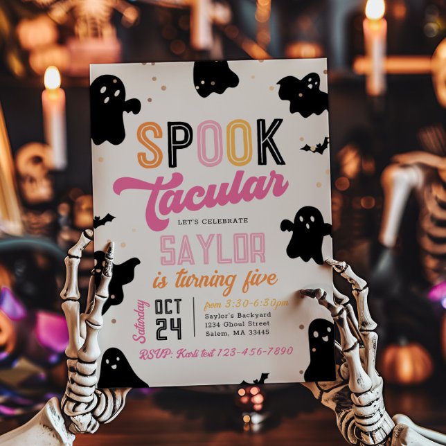 Girly Spooktacular Halloween Birthday Invitation (Creator Uploaded)