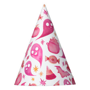 Girly Spooky One First Birthday Pink Ghosts Party Hat