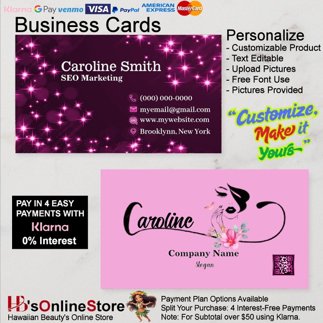 Girly Star Glitter Sparkles Elegant Pink QR Code Business Card (Girly Star Glitter Sparkles Elegant Pink QR Code Business Card 33.)