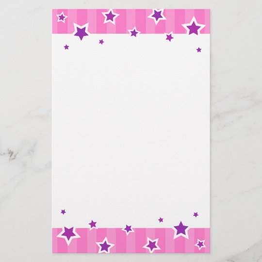 Girly stationery with purple stars and pink border Zazzle.ca