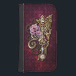 Girly Steampunk Samsung S4 Wallet Case<br><div class="desc">Cool steampunk design with girly edginess featuring roses,  metallic swirls and jewels on a deep burgandy damask background. Dimensional effects are achieved digitally,  actual product has flat surface.</div>