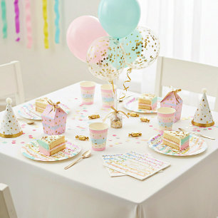 Girly stripes and stars personalized birthday napkin
